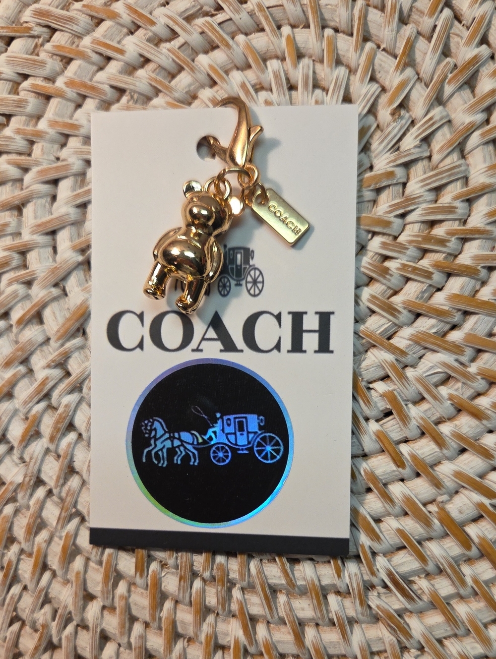 COACH Gold Teddy Bear Clip-On Charm